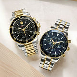 Shop Movado Series 800 Chronograph Black Dial Two Tone Steel Strap Watch For Men - 2600146 in USA