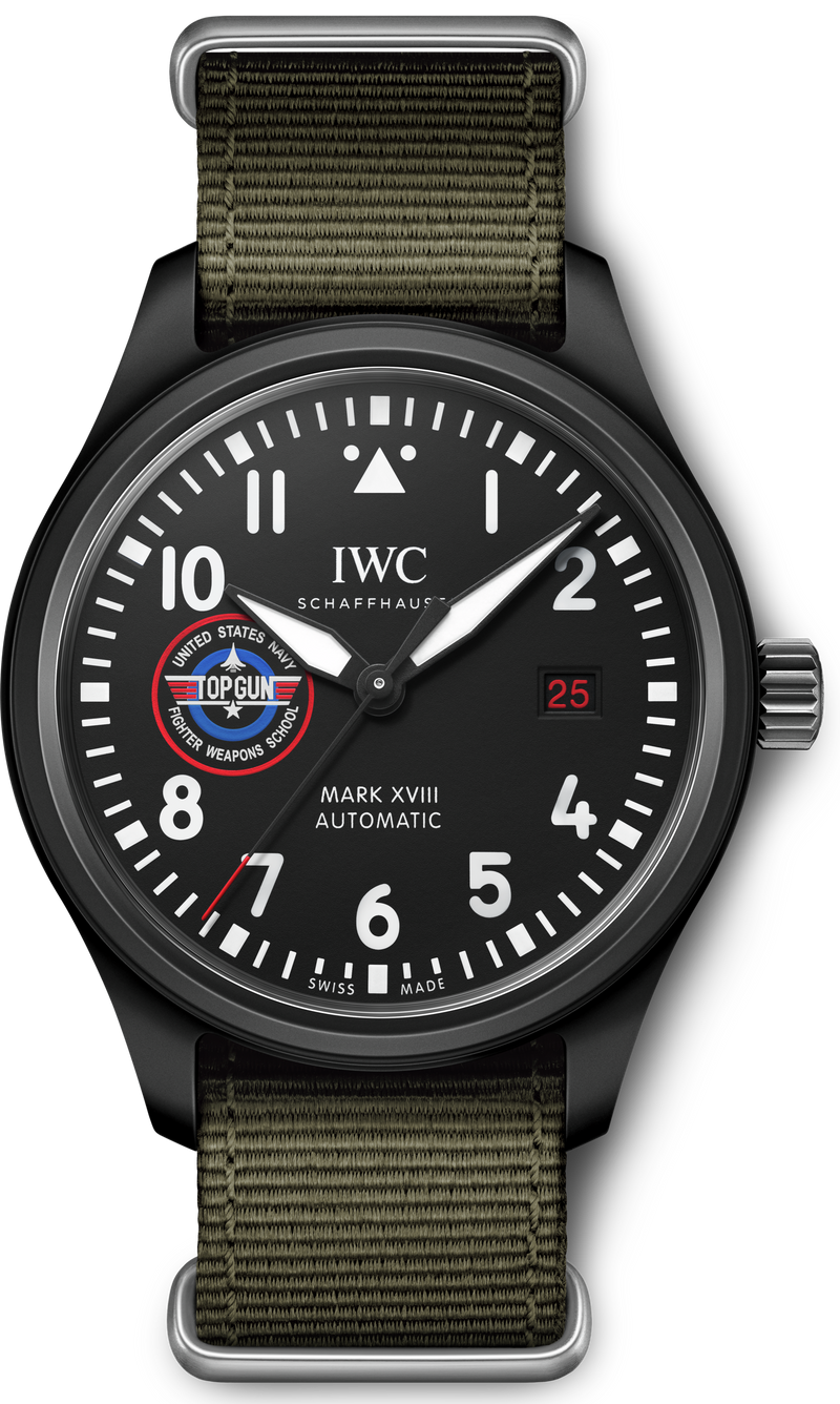 IWC Pilot’s Watch Mark XVIII Top Gun Edition “SFTI” Black Dial Green Nylon Strap Watch for Men - IW324712 Buy Now By IWC