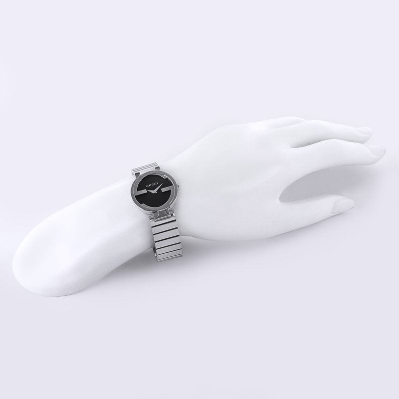 Gucci Interlocking G Quartz Black Dial Black Steel Strap Watch For Women - YA133502 Buy Now By Gucci