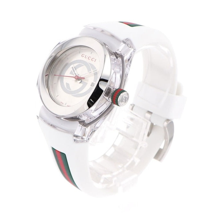 Shop Gucci Sync Quartz White Dial White Rubber Strap Unisex Watch - YA137302 in USA