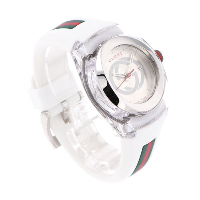 Shop Gucci Sync Quartz White Dial White Rubber Strap Unisex Watch - YA137302 in USA