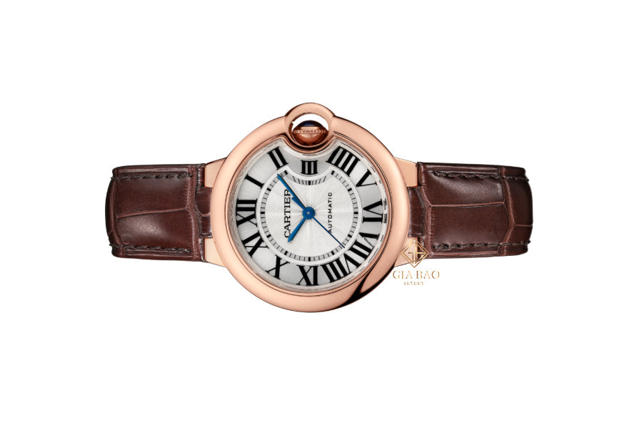 Cartier Ballon Bleu De Cartier Silver Dial Brown Leather Strap Watch for Women - W6920097
