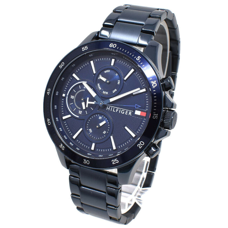 Shop Tommy Hilfiger Bank Quartz Blue Dial Blue Steel Strap Watch for Men - 1791720 in USA