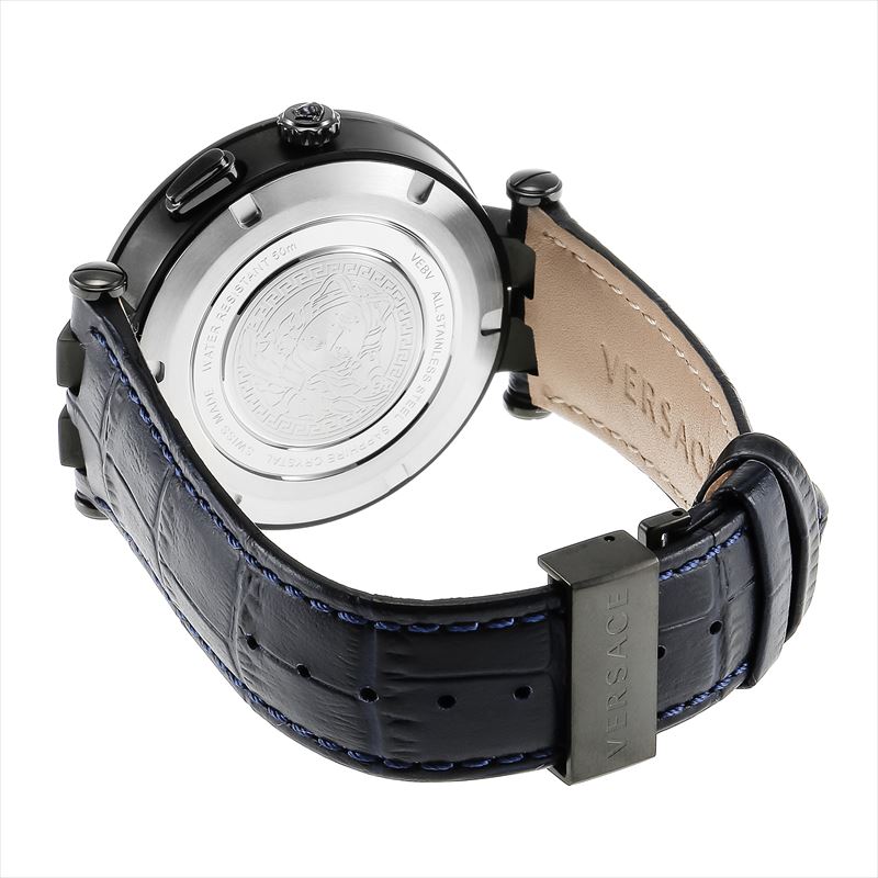 Versace V Race Chronograph Quartz Blue Dial Blue Leather Strap Watch For Men - VEBV00419 Buy Now By Versace