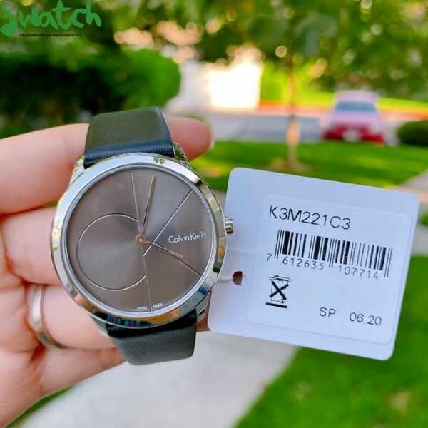 Calvin Klein Minimal Grey Dial Black Leather Strap Watch for Men - K3M221C3 Buy Now By Calvin Klein