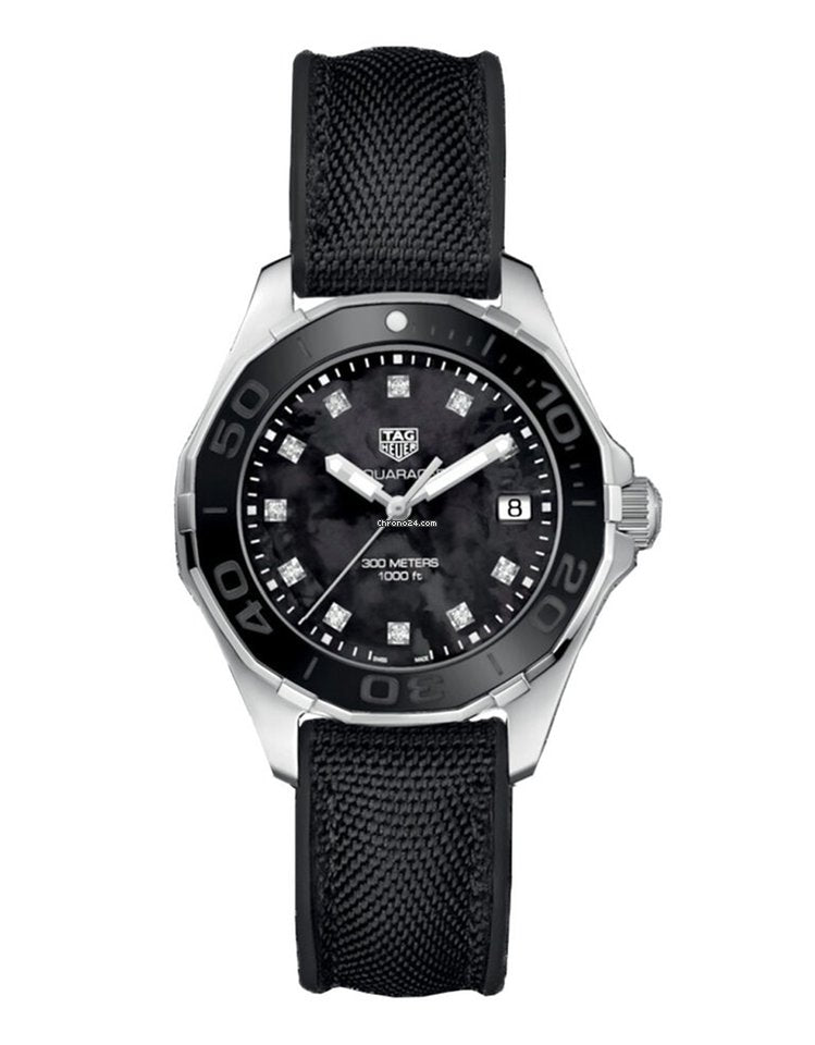 Tag Heuer Aquaracer Quartz Mother of Pearl Black Dial Black NATO Strap Watch for Women - WAY131M.FT6092 Buy Now By Tag Heuer
