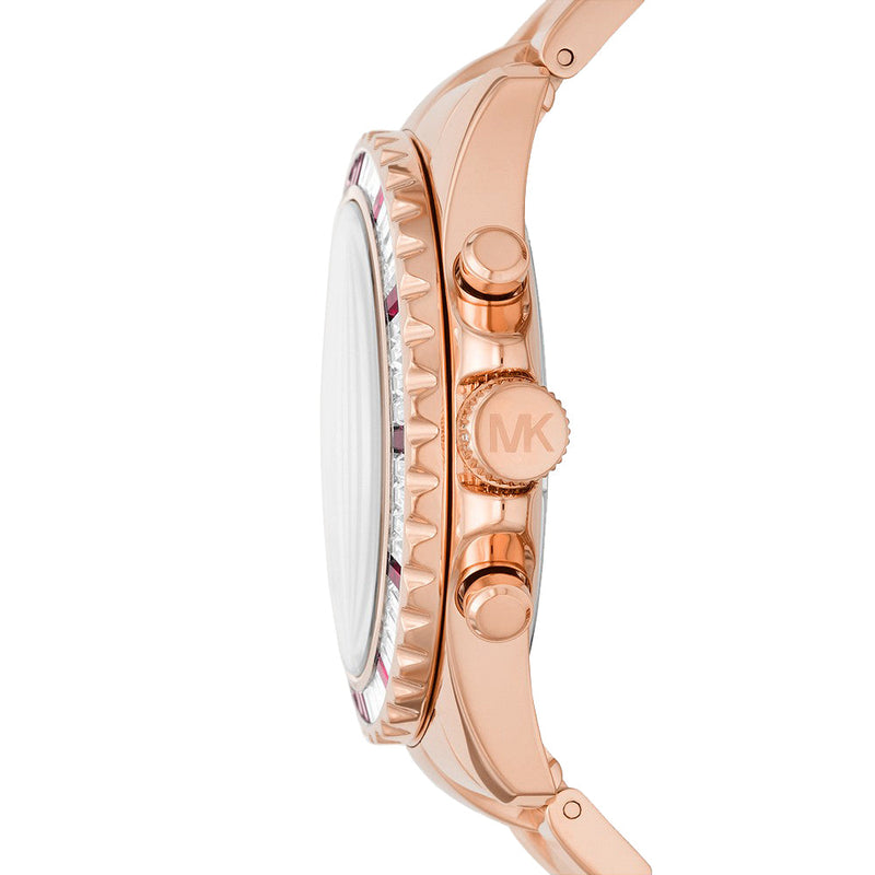 Michael Kors Everest Chronograph Black Dial Rose Gold Steel Strap Watch for Women - MK6972 Buy Now By Michael Kors