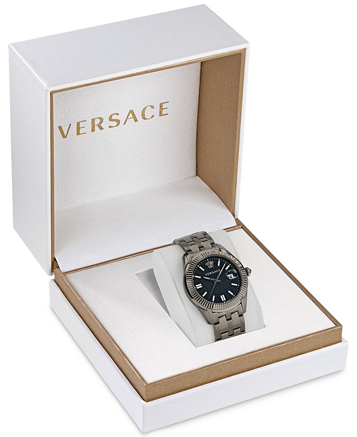 Versace Greca Time Quartz Black Dial Grey Steel Strap Watch for Men - VE3K00622 Buy Now By Versace