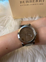 Burberry The City Smoke Dial Checked Brown Leather Strap Watch for Men - BU9358 Buy Now By Burberry