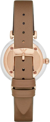 Emporio Armani Gianni T Bar Quartz Mother of Pearl White Dial Brown Leather Strap Watch For Women - AR11040 Buy Now By Emporio Armani