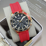 Fossil Bannon Multifunction Black Dial Red Silicone Strap Watch for Men - BQ2499 Buy Now By Fossil