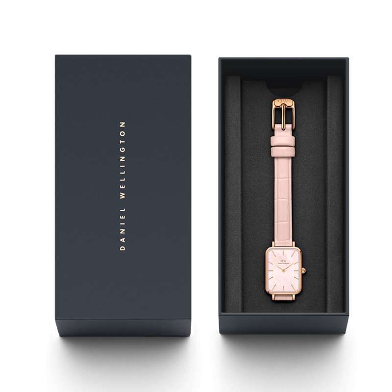 Daniel Wellington Quadro Pressed Mother of Pearl Pink Dial Pink Leather Strap Watch For Women - DW00100508 Buy Now By Daniel Wellington
