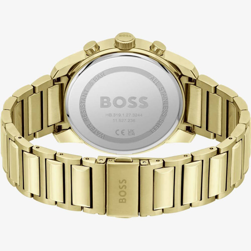 Hugo Boss Trace Chronograph Black Dial Gold Steel Strap Watch For Men - 1514006 Buy Now By Hugo Boss
