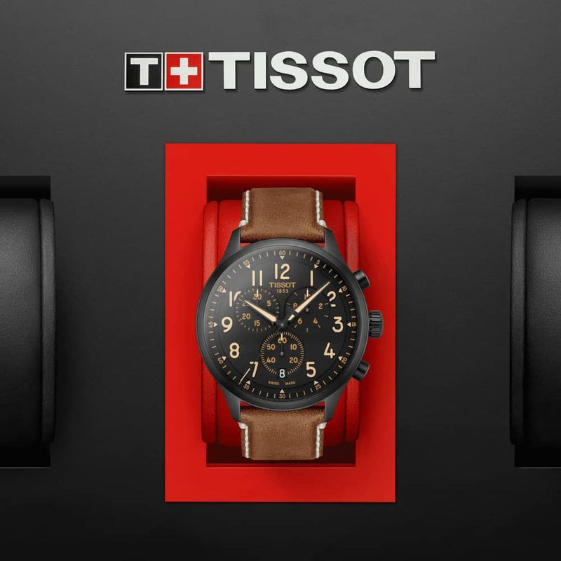 Tissot Chrono XL Quartz Black Dial Brown Leather Strap Watch For Men - T116.617.36.052.03 Buy Now By Tissot