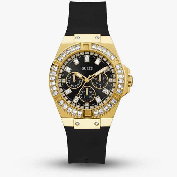 Shop Guess Venus Diamonds Black Dial Black Rubber Strap Watch for Women - GW0118L1 in USA