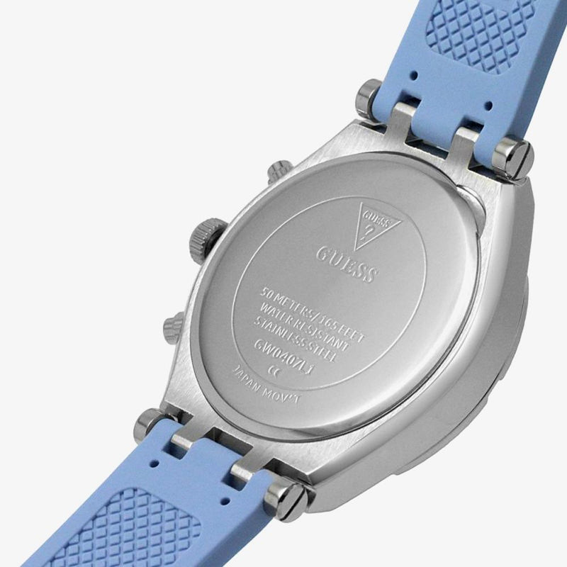 Guess Heiress Diamonds Blue Dial Blue Rubber Strap Watch for Women - GW0407L1 Buy Now By Guess