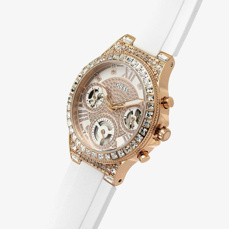 Guess Moonlight Diamonds White Dial White Rubber Strap Watch for Women - GW0257L2 Buy Now By Guess
