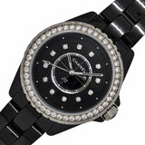 Chanel J12 Quartz Diamond Black Dial Black Steel Strap Watch for Women - J12 H6419