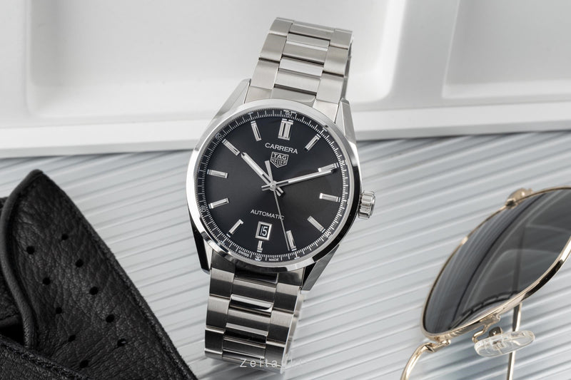 Tag Heuer Carrera Date Black Dial Silver Steel Strap Watch for Men - WBN2110.BA0639