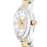 Shop Gucci G Timeless Quartz Diamonds Silver Dial Two Tone Steel Strap Watch For Women - YA1265016 in USA