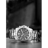Shop Guess Commander Chronograph Black Dial Silver Steel Strap Watch for Men - GW0056G1 in USA