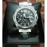Shop Guess Commander Chronograph Black Dial Silver Steel Strap Watch for Men - GW0056G1 in USA