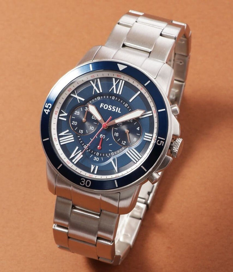 Fossil Grant Sport Chronograph Blue Dial Silver Steel Strap Watch for Men - FS5238 Buy Now By Fossil