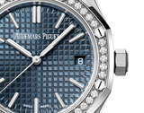 Audemars Piguet Royal Oak 50th Anniversary Diamonds Blue Dial Silver Steel Strap Watch for Men - 15551ST.ZZ.1356ST.02