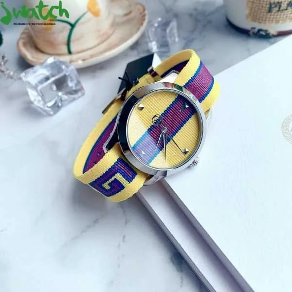 Shop Gucci G Timeless Quartz Yellow & Purple Dial Yellow & Purple NATO Strap Watch For Men - YA1264069 in USA