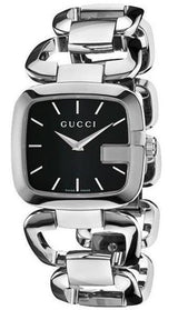 Shop Gucci G Gucci Black Dial Silver Steel Strap Watch For Women - YA125407 in USA