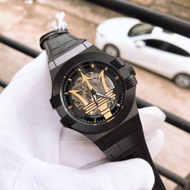 Maserati Potenza Skeleton Limited Edition Black Dial Black Leather Strap Watch For Men - R8821108027 Buy Now By Maserati