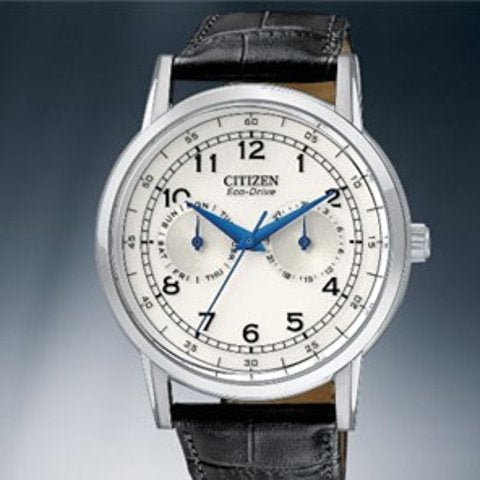 Citizen Eco Drive Silver Dial Black Leather Strap Watch For Men - AO9000-06B Buy Now By Citizen
