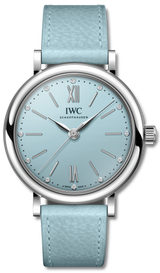 Shop IWC Portofino Automatic Blue Dial Blue Leather Strap Watch for Women - IW357416 in USA