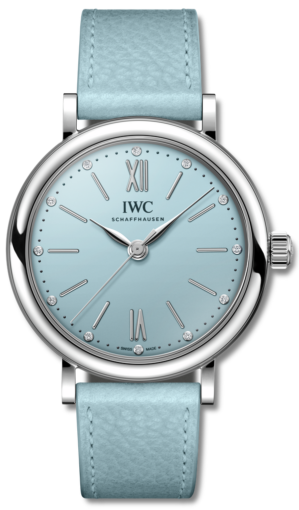 Shop IWC Portofino Automatic Blue Dial Blue Leather Strap Watch for Women - IW357416 in USA