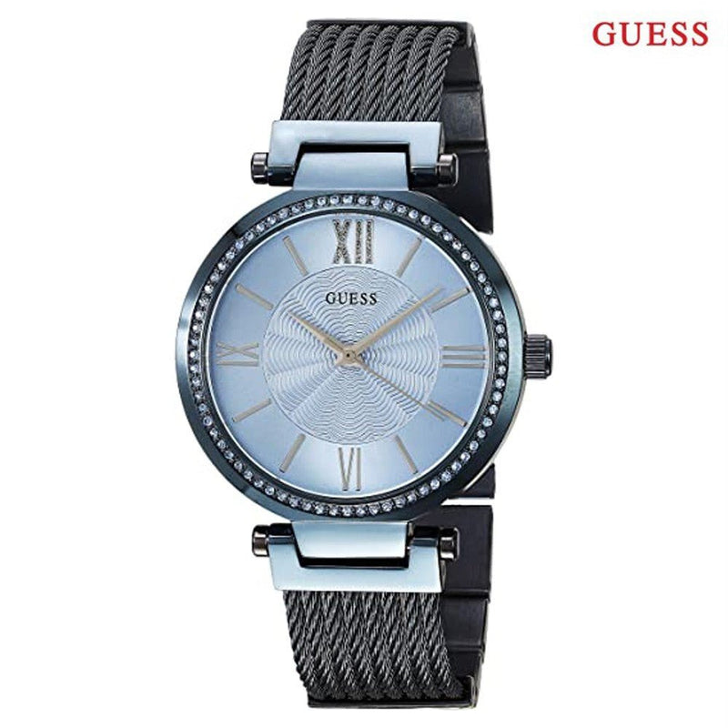 Guess Soho Diamonds Blue Dial Blue Mesh Bracelet Watch For Women - W0638L3 Buy Now By Guess