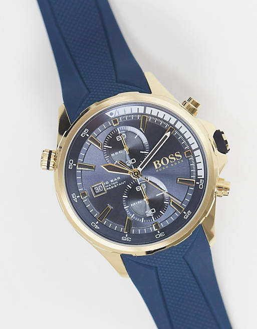 Hugo Boss Globetrotter Blue Dial Blue Silicone Strap Watch for Men - 1513822 Buy Now By Hugo Boss
