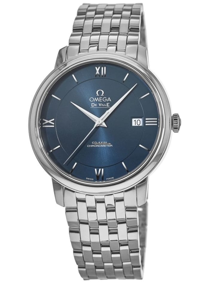 Shop Omega De Ville Prestige Co-Axial Orbis Blue Dial Silver Steel Strap Watch for Men - 424.10.40.20.03.001 in USA