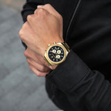 Maserati Stile Chronograph Black Dial Gold Steel Strap Watch For Men - R8873642001