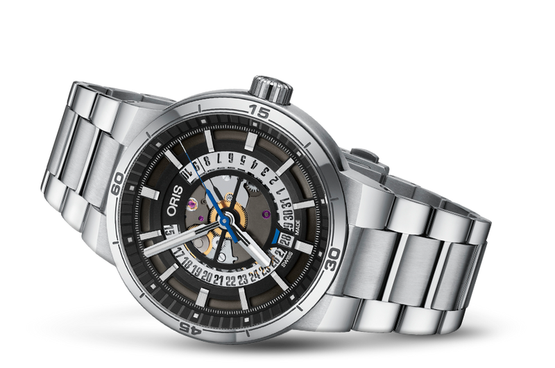 Oris TT1 Engine Date Skeleton Black Dial Silver Steel Strap Watch for Men - 0173377524124-0782408 Buy Now By Oris