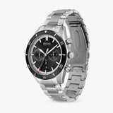 Hugo Boss Santiago Chronograph Black Dial Silver Steel Strap Watch for Men - 1513862