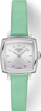 Tissot T Lady Lovely Square Silver Dial Light Green Leather Strap Watch for Women - T058.109.16.031.01 Buy Now By Tissot