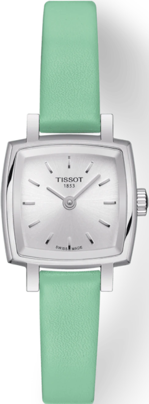 Tissot T Lady Lovely Square Silver Dial Light Green Leather Strap Watch for Women - T058.109.16.031.01 Buy Now By Tissot