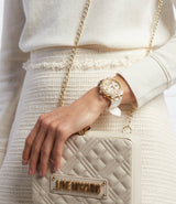 Guess Heiress Diamonds Gold Dial White Rubber Strap Watch for Women - GW0407L2 Buy Now By Guess