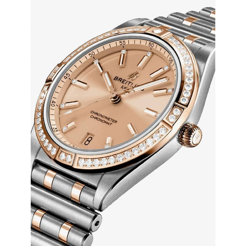 Breitling Chronomat Automatic 36 Diamonds Brown Dial Two Tone Steel Strap Watch for Women - U10380591K1U1