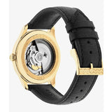 Shop Gucci Eryx Automatic Chevron Gold Dial Black Leather Strap Watch For Men - YA126340 in USA