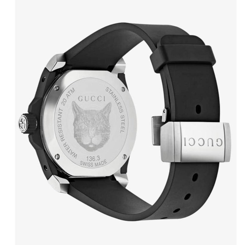 Shop Gucci Dive Feline Black Dial Black Rubber Strap Watch For Men - YA136320 in USA