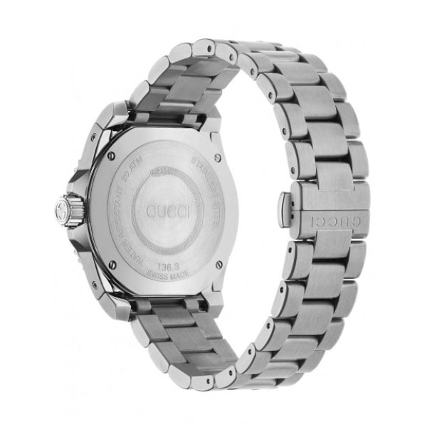 Shop Gucci Dive Quartz Black Dial Silver Steel Strap Watch For Men - YA136301 in USA