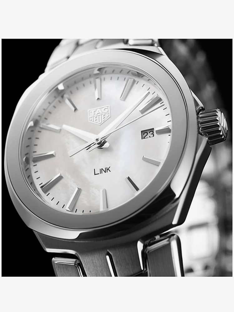 Shop Tag Heuer Link Quartz Mother of Pearl Dial Silver Steel Strap Watch for Women - WBC1310.BA0600 in USA