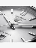 Tag Heuer Carrera Date Silver Dial Black Leather Strap Watch for Men - WBN2111.FC6505