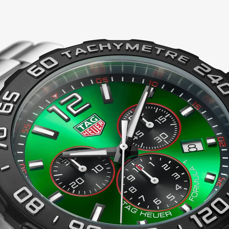 Shop Tag Heuer Formula 1 Chronograph Green Dial Silver Steel Strap Watch for Men - CAZ101AP.BA0842 in USA